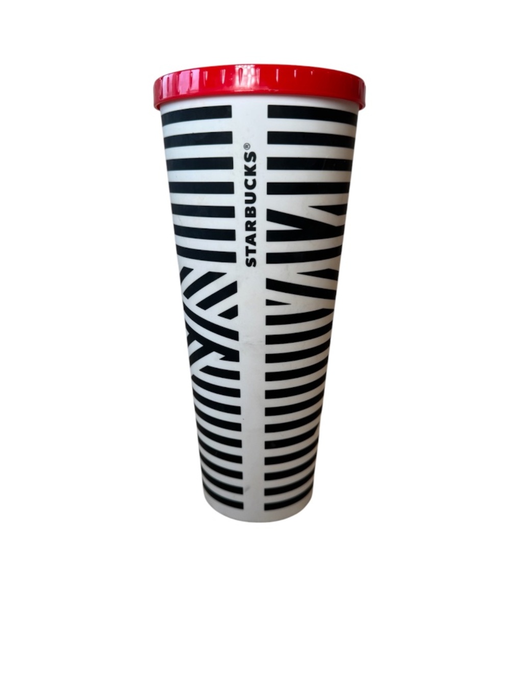 Starbucks Zebra Black & White Venti Reusable Cold Cup Tumbler 24 oz RARE